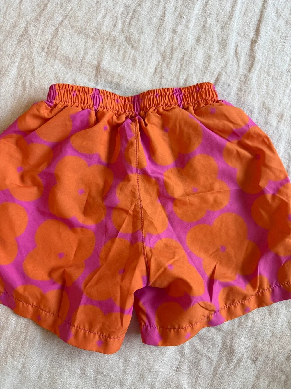 JellyMallow Toddler Boys Orange & Pink Floral Swim Trunks with Elastic Waist 3T